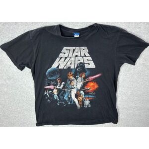 Star Wars Shirt Mens Large Black Darth Vader Luke Skywalker R2D2 Graphic Tee